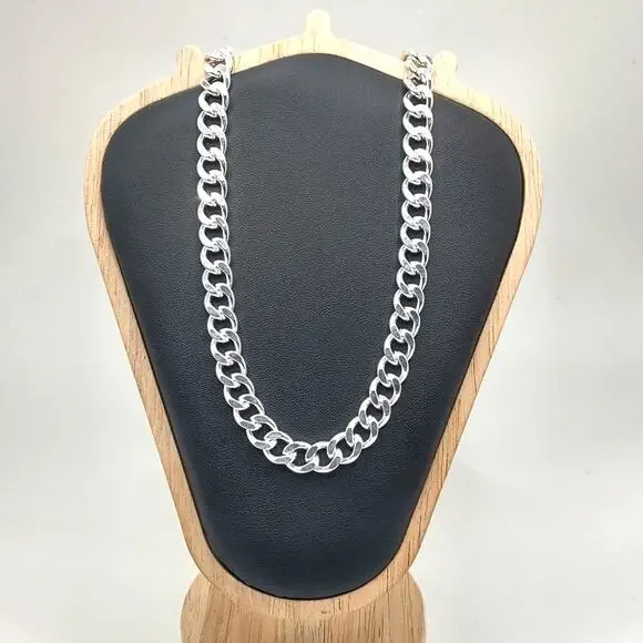 925 Silver 10 mm Thick Necklace Miami Cuban Style Valentines Birthday Gift New